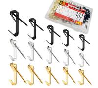 192Pcs（96Set） Picture Hanging Kit, 10lb to 100lb Heavy Duty Picture Hangers with Nails, 3 Colors (Silver, Gold, Black) Frame Hook for Drywall & Wood, Wall Hanging Hardware for Photo, Mirrors, Painting