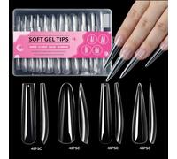192x/Box Clear Tips Soft Gels Tips Extras Long Full Tips Ballerinas False Supplies For Acrylic