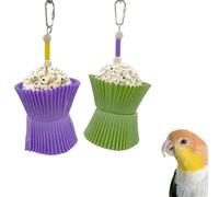 1930 Pk2 Medium Sola Cupcake Bird Toys Natural Sola Wood Foraging & Chew Toys for Parakeets, Cockatiels, Conures Fun Bird Cage Accessories for Lovebirds, Budgies, Parrots, and Medium Birds