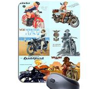 1930s Biker Women Mouse Mat - Vintage Motorcycle Poster Design - Retro Office Decor