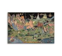 1930s The Land of Make Believe Map Vintage Fairy Tale Poster Decorative Painting Canvas Wall Posters And Art Picture Print Modern Family Bedroom Decor Posters 08x12inch(20x30cm)