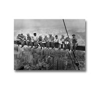 1932 Lunch Atop A Skyscraper Black and White Canvas Paintings New York Construction Workers Prints Wall Art Picture Decor 80x150cm/31x59in Unframed