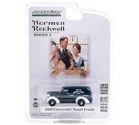 1939 Chevy Panel Truck Dark Blue with White Fenders Grocery & Market Delivery Norman Rockwell Series 5 1/64 Diecast Model Car by Greenlight 54080A