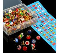 194 Pieces Creative Push Pins National Flag Pins Thumb Tacks Country Map Push Pin Decorative Drawing Pins for Bulletin Board, Pinboard, Map, Office