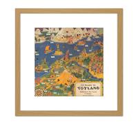 1940 The Guide To Toyland Pictorial Map 8X8 Inch Square Wooden Framed Wall Art Print Picture with Mount Artery8 Light Oak One Size