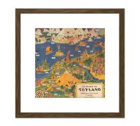 1940 The Guide To Toyland Pictorial Map 8X8 Inch Square Wooden Framed Wall Art Print Picture with Mount Artery8 Brown One Size