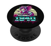 1940 Year of the Dragon 80s Retro Vaporwave Chinese Zodiac PopSockets Adhesive PopGrip