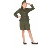 1940s Army Girl Soldier Costume Kids Military Officer Fancy Dress Book Day Week