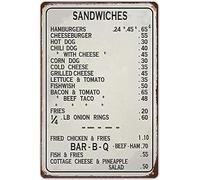 1940's Diner Menu Metal Tin Sign For Restaurant 50s Decoration Retro Vintage Plaque Wall Art Kitchen Lunch Gift Home Decor 8x12 Inch (01)