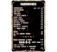 1940's Diner Menu Sign Restaurant Decor Diner Signs 50s Decoration Retro Home Hanging Plaque Wall Art Tin Kitchen Lunch GiftTin Sign 8X12 Inches