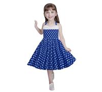 1940s Dresses for Girls, Girls Retro 50s Dress Sweetheart Halterneck Polka Dot Sleeveless A-line Rockabilly Swing Dress Flower Girl Bridesmaid Wedding Party Birthday Communion Evening Prom Dresses
