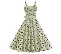 1940s Dresses for Women, Vintage Polka Dot Rockabilly Swing Dress, Sleeveless A-Line Spaghetti Strap Dresses, Retro Cocktail Party Tea Dress, Ladies 1940s Fancy Dress Land Girl Outfit