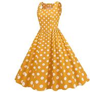 1940s Dresses for Women, Vintage Polka Dot Rockabilly Swing Dress, Sleeveless Spaghetti Strap Retro A-Line Cocktail Party Tea Dress, Ladies 1940s Fancy Dress Land Girl Outfit