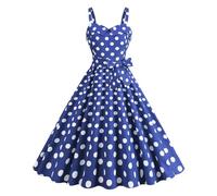 1940s Dresses for Women, Vintage Polka Dot Rockabilly Swing Dress, Sleeveless Spaghetti Strap Retro A-Line Cocktail Party Tea Dress, Ladies 1940s Fancy Dress Land Girl Outfit
