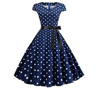1940s Dresses for Women, Vintage Polka Dot Rockabilly Swing Dress, Sleeveless Spaghetti Strap Retro A-Line Cocktail Party Tea Dress, Ladies 1940s Fancy Dress Land Girl Outfit