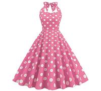 1940s Dresses for Women, Vintage Polka Dot Rockabilly Swing Dress, Sleeveless Spaghetti Strap Retro A-Line Cocktail Party Tea Dress, Ladies 1940s Fancy Dress Land Girl Outfit