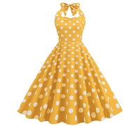 1940s Dresses for Women, Vintage Polka Dot Rockabilly Swing Dress, Sleeveless Spaghetti Strap Retro A-Line Cocktail Party Tea Dress, Ladies 1940s Fancy Dress Land Girl Outfit