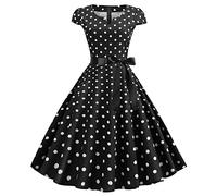1940s Dresses for Women, Vintage Polka Dot Rockabilly Swing Dress, Sleeveless Spaghetti Strap Retro A-Line Cocktail Party Tea Dress, Ladies 1940s Fancy Dress Land Girl Outfit