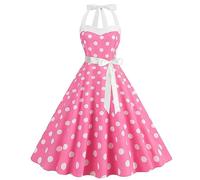 1940s Dresses for Women, Vintage Polka Dot Rockabilly Swing Dress, Sleeveless Spaghetti Strap Retro A-Line Cocktail Party Tea Dress, Ladies 1940s Fancy Dress Land Girl Outfit