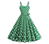 1940s Dresses for Women, Vintage Polka Dot Rockabilly Swing Dress, Sleeveless Spaghetti Strap Retro A-Line Cocktail Party Tea Dress, Ladies 1940s Fancy Dress Land Girl Outfit