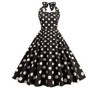 1940s Dresses for Women, Vintage Polka Dot Rockabilly Swing Dress, Sleeveless Spaghetti Strap Retro A-Line Cocktail Party Tea Dress, Ladies 1940s Fancy Dress Land Girl Outfit
