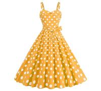 1940s Dresses for Women, Vintage Polka Dot Rockabilly Swing Dress, Sleeveless Spaghetti Strap Retro A-Line Cocktail Party Tea Dress, Ladies 1940s Fancy Dress Land Girl Outfit