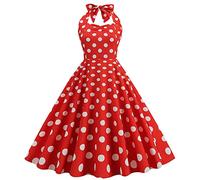 1940s Dresses for Women, Vintage Polka Dot Rockabilly Swing Dress, Sleeveless Spaghetti Strap Retro A-Line Cocktail Party Tea Dress, Ladies 1940s Fancy Dress Land Girl Outfit