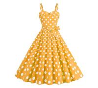 1940s Dresses for Women, Vintage Polka Dot Rockabilly Swing Dress, Sleeveless Spaghetti Strap Retro A-Line Cocktail Party Tea Dress, Ladies 1940s Fancy Dress Land Girl Outfit