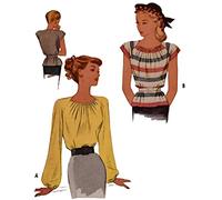 1940s Pattern, Blouse with Gathered Neck in Three Styles - Bust: 34” (86.4cm)