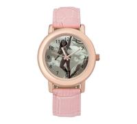 1940's Pinup on Bomber U.S. Flag Women's Wrist Watch Fashion Alloy Quartz Watch with Strap Easy to Read