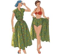 1940's Sewing Pattern, Four Piece Pin Up Beachwear Outfit - Bust 33" (84cm) - Bust 43.5" (110.5cm)