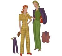 1940's Sewing Pattern Women's Jacket & Slacks Suit - Bust: 30” (76cm), Black and White, H89930
