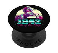 1942 Year of the Horse 80s Retro Vaporwave Chinese Zodiac PopSockets Adhesive PopGrip