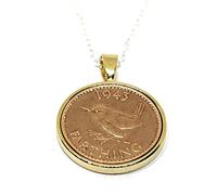 1943 Original Farthing Solid Pendant for a 83rd birthday GLD Gift