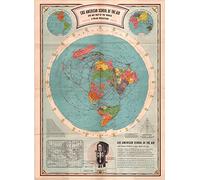 1944 American School of the Air Flat Earth Map - 110 x 85cm - Size | Paper Laminated