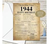 1944 Facts 80th Birthday Personalised ANY NAME Happy Birthday Greeting Card Memories Back in the Year Of Birth -140