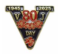 1945-2025 VJ Day 80th Anniversary Pin Victory Over Japan Soldier Poppy Brooch Enamel Badge Memorabilia