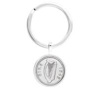 1945 Irish Sixpence Coin Keyring, 80th Birthday Gift, Luck of the Irish Harp Design