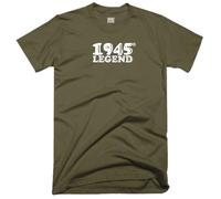 1945 Legend T Shirt 80th Birthday 80 Years Born in 1945 Funny Joke Vintage Retro Gift Tee Top (UK, Alpha, L, Regular, Regular, Military Green)