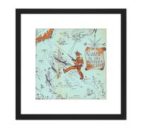 1945 Pictorial Map Guide To The Western Pacific 8X8 Inch Square Wooden Framed Wall Art Print Picture with Mount Artery8 Black One Size
