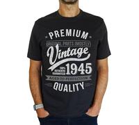 1945 Premium Vintage Year - Aged to Perfection - 80th Birthday Gift | Present Mens T-Shirt Charcoal Grey XL