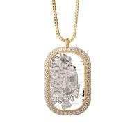 1945 South Korea Landmarks Map Necklace Pendant Diamond Crystal Golden Jewelry