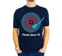 1945 Vinyl Record Neon - Classic Since - 80th Birthday Gift | Present Mens T-Shirt Navy M