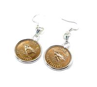 1946 Farthing coin Earrings 80th Birthday Gift for her Silver plated Mounts 925 silver earrings