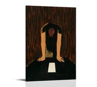 1946 Surrealism Poster Che Tu The Letter by Jacob Lawrence - Wall Art Featuring A Downcast Figure with White Paper on Table Canvas Wall Art Decorative Bedroom Modern Home Print Picture Artworkss Frame