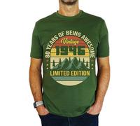 1946 Vintage Mountain - Limited Edition - 80th Birthday Gift | Present Mens T-Shirt Earthy Green M