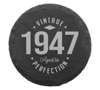 1947 Slate Coaster Drink Mat Birthday Occasion Gift For Him/For Her, ‘Vintage Aged To Perfection’ - Unique Present for Husband, Wife, Grandad, Grandma, Nan, Nanny, Grampa.