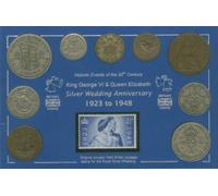 1948 King George VI The Royal Silver Wedding Anniversary Coin & Stamp Present Display Gift Set