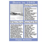 1949 birthday card, born in 1949 birthday card, read all about the year they were born, who was born in the same year and more.
