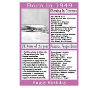 1949 birthday card, born in 1949 birthday card, read all about the year they were born, who was born in the same year and more.